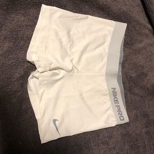 White 2.5” Nike pro spandex shorts